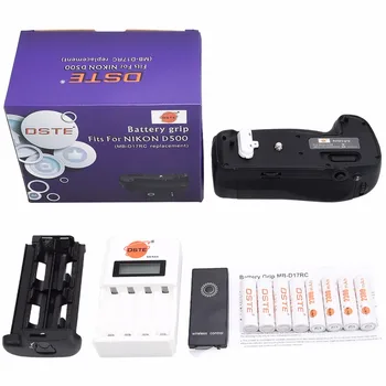 

DSTE MB-D17RC Battery Grip + Remote Control + Charger + 8x Rechargeable Batteries NI-MH AA Battery for Nikon D500 Camera