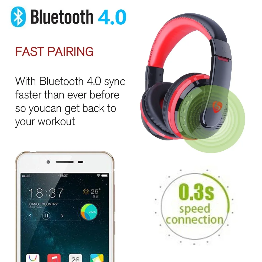 Шумоподавление Bluetooth наушники с микрофоном Hi-Fi беспроводные наушники над ухом для путешествий работы ТВ компьютера Iphone