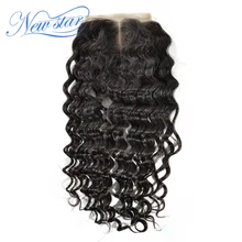 New Star Deep Wave 4×4 Middle Part Closure Virgin Human Hair Natural Color Swiss Lace Bleached Knots Free Shipping