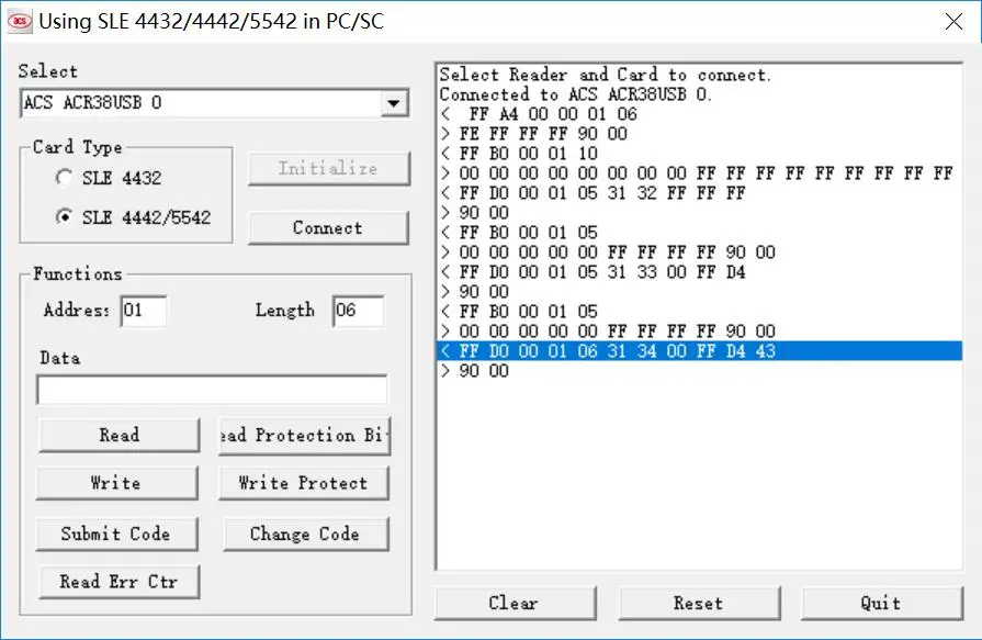 ACOS3 ACOS6 ACOS5 SLE4442 SLE4428 SLE5542 AT24C16 AC24C64 etc EEPROM Chip Card software for ACR38 Reader Writer send by email