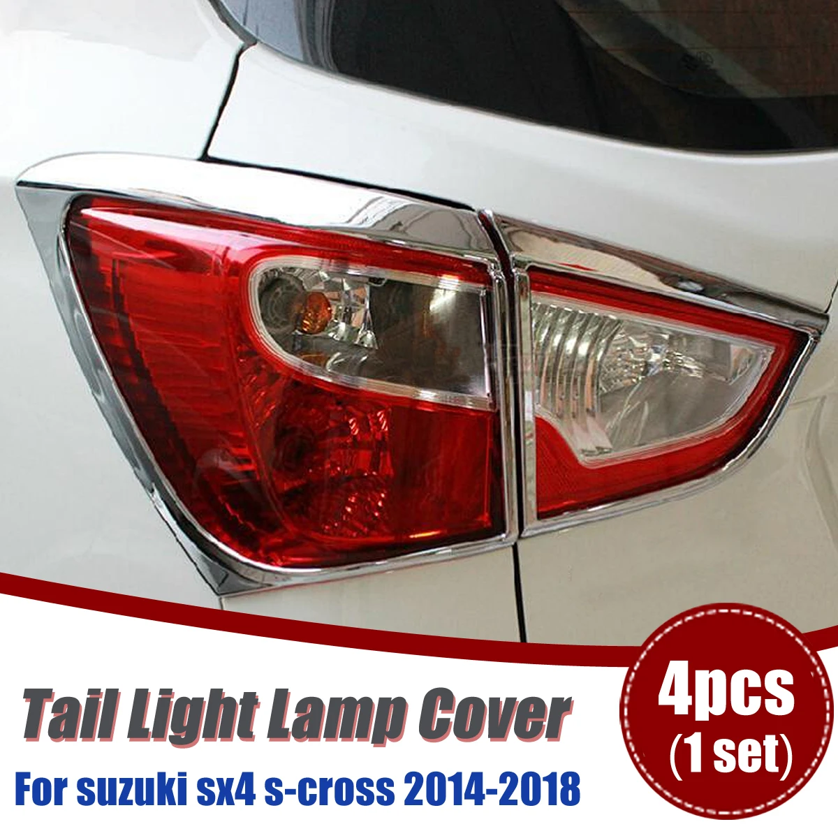 

4Pcs Chrome Car Rear Tail Light Lamp Cover Trim for suzuki sx4 s-cross 2014-2018 Lamp Sticker Car Styling