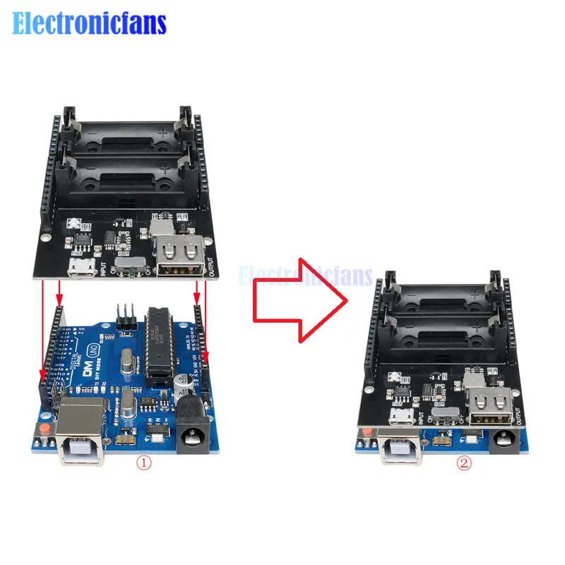 ESP8266 ESP32 Питание Перезаряжаемые Двойной 16340 литий Батарея Зарядное устройство Щит Модуль двойной Выход 3,3 V 5V Для Arduino UNO R3