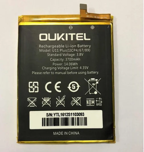 Oukitel U11 plus аккумулятор 100% оригинал 3700 мАч запасная батарея для мобильный