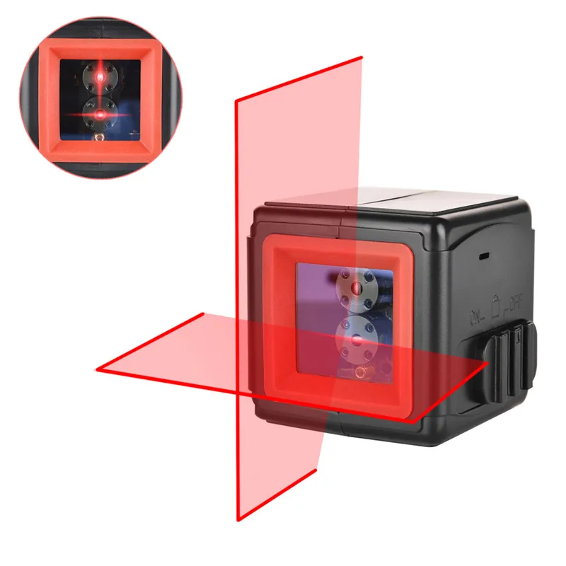 Портативный красный свет 2 линии 1 точка куб лазерный уровень перекрестный лазер с самонивелирующимся наклонением и функцией блокировки уровня