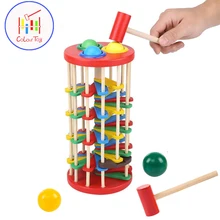 Цветной деревянный стук& игрушка "Молоток" с мячом ранее детство обучающий игрушки детские погремушки для детей