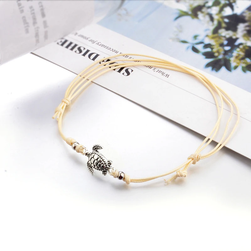 

Charm Rope String Anklets Summer Beach Turtle Shaped For Women Ankle Bracelet Woman Sandals On the Leg Chain Foot Jewelry