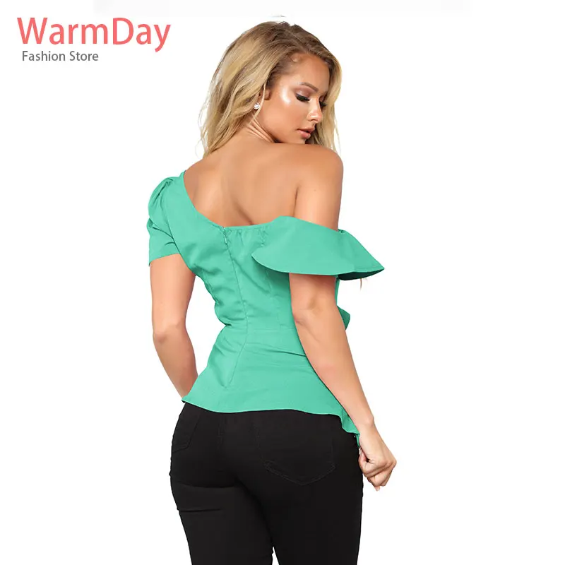 Warmday 2019 летние женские рубашки короткий рукав шифоновый с открытыми плечами