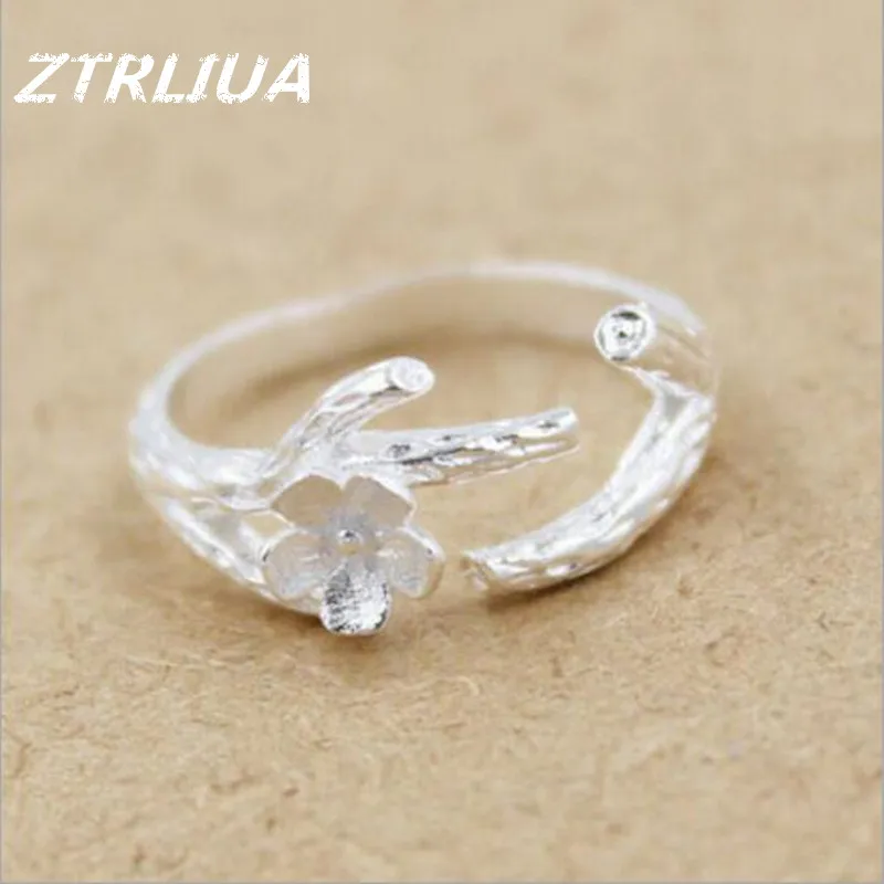 New Arrival Creative 925 Sterling Silver Fashion Jewelry Cherry Tree Branches Flower Anti allergic font b