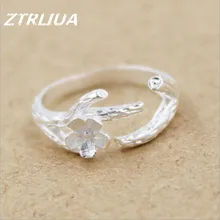 New Arrival Creative 925 Sterling Silver Fashion Jewelry Cherry Tree Branches Flower Anti-allergic Ring SR50