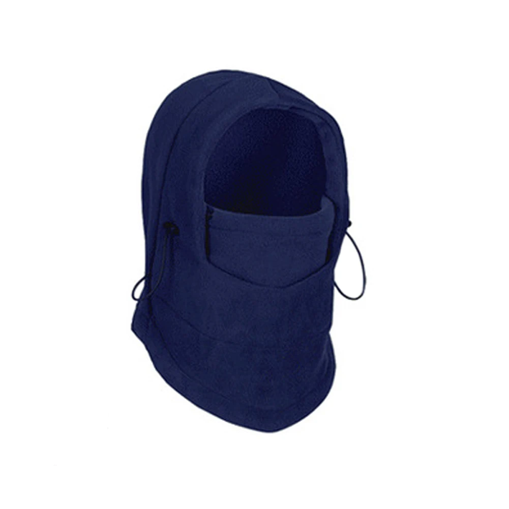 Высокое качество унисекс Женские зимние шапки флисовая маска для лица зимняя теплая уличная Лыжная мотоциклетная шапка с капюшоном Skullies - Цвет: navy blue