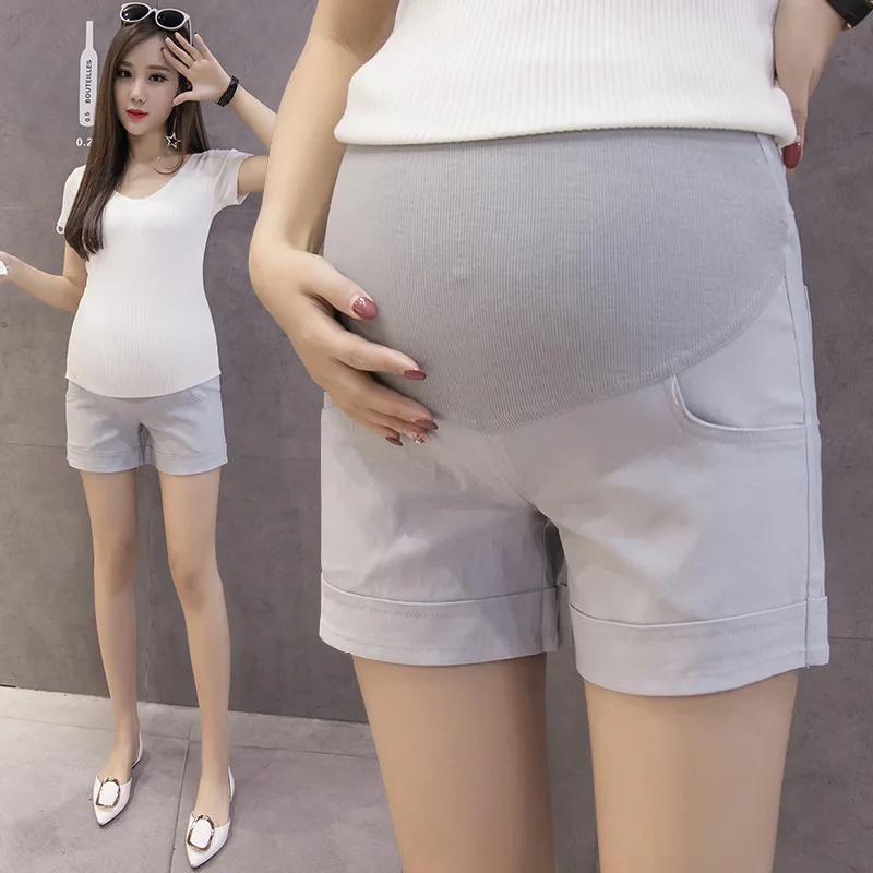 Летние шорты для беременных, Одежда для беременных, короткие штаны для беременных, большие размеры, эластичные брючные штаны, H110 - Цвет: Серый