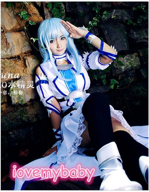 Новый аниме Sword Art Online SAO ALfheim Kawaii Yuuki Asuna Униформа белый и синий костюм феи наряды| |