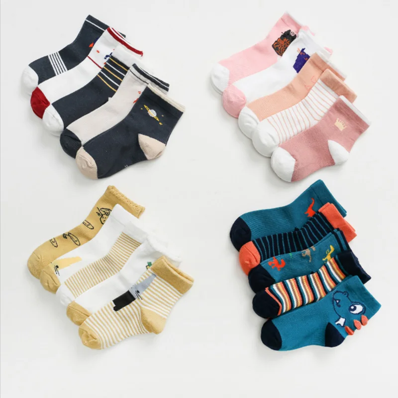 5 пар носков для маленьких мальчиков детские носки с героями мультфильмов для девочек; сезон осень-зима; Детская школьная спортивная одежда; Kawaii; цветная одежда для маленьких девочек