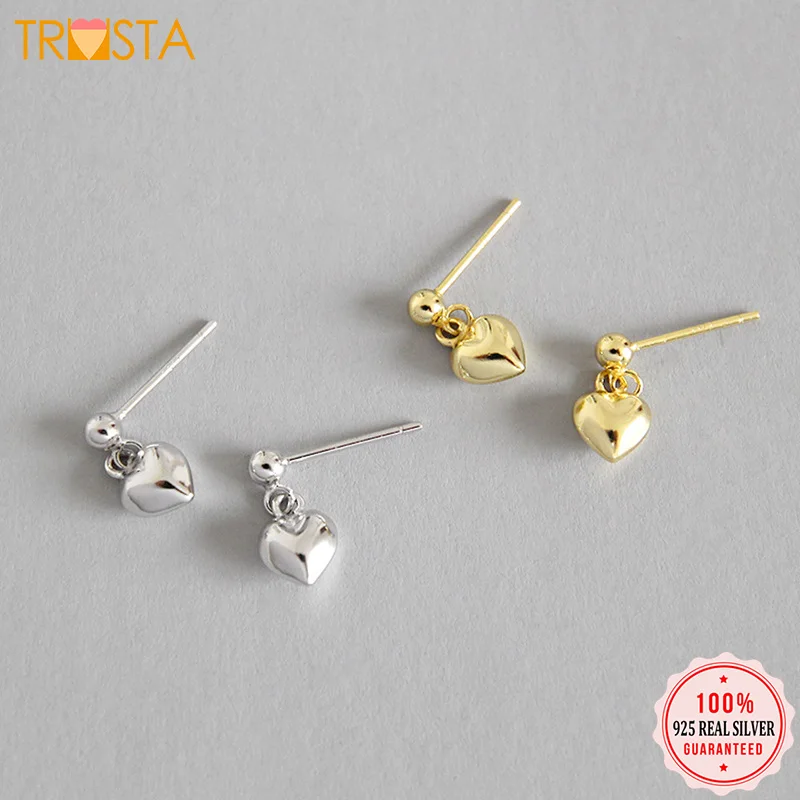 

Trustdavis 100% 925 Solid Real Sterling Silver Cute Heart Stud Earrings For Women Girl Kid Lady Fine Fashion Jewelry ED126