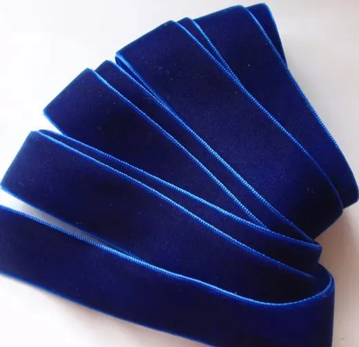 Free shipping wholesale 1" width blue silk velvet ribbon for packing