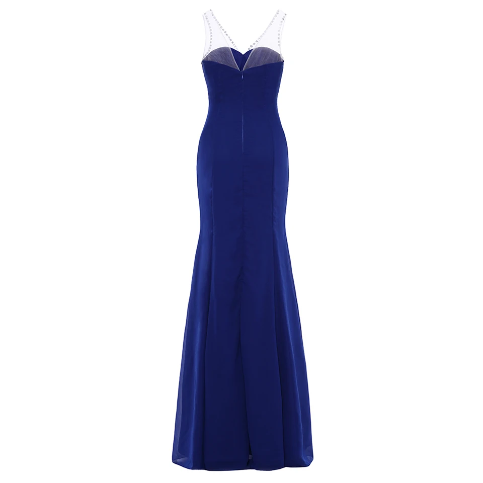 Kaufen Dressv royal blau perlen v ausschnitt lange abendkleid sleeveless hochzeit formale kleid eine linie abendkleider