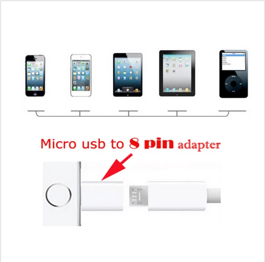 8 pin к Micro адаптер для iphone 7 6 5S 5 Переключатель адаптер Micro USB 2,0 адаптер для iphone ipad IOS 10. x. x 50 шт./лот