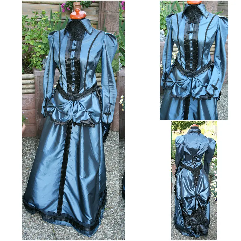 

HistoricalCustomer-made Blue 1800S Victorian dress 1860s Civil war Dress Vintage Costumes Southern Belle Prom Gown US6-36 V-346