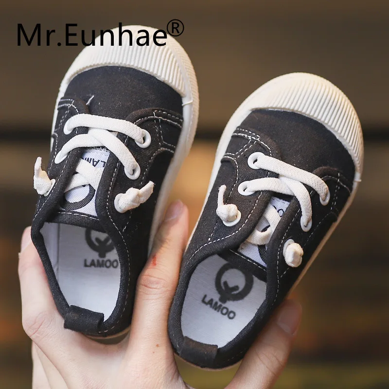 Mr. Eunhae/Детские кроссовки ярких цветов; парусиновая обувь без застежки; Copodenieve; спортивная обувь для мальчиков и девочек; кроссовки; Jongens Baskets Bebe Fille - Цвет: Black