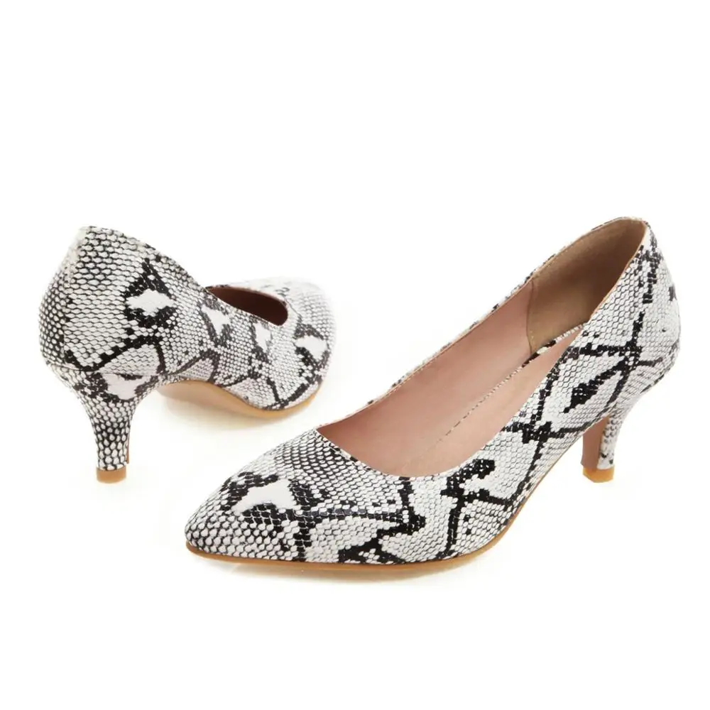 

2019 Spring Women Shoes Pumps Snake print High Heels Shoes Elegant Mid Heeled Sexy Pointed Toe Slingbacks Wedding Party Shoes