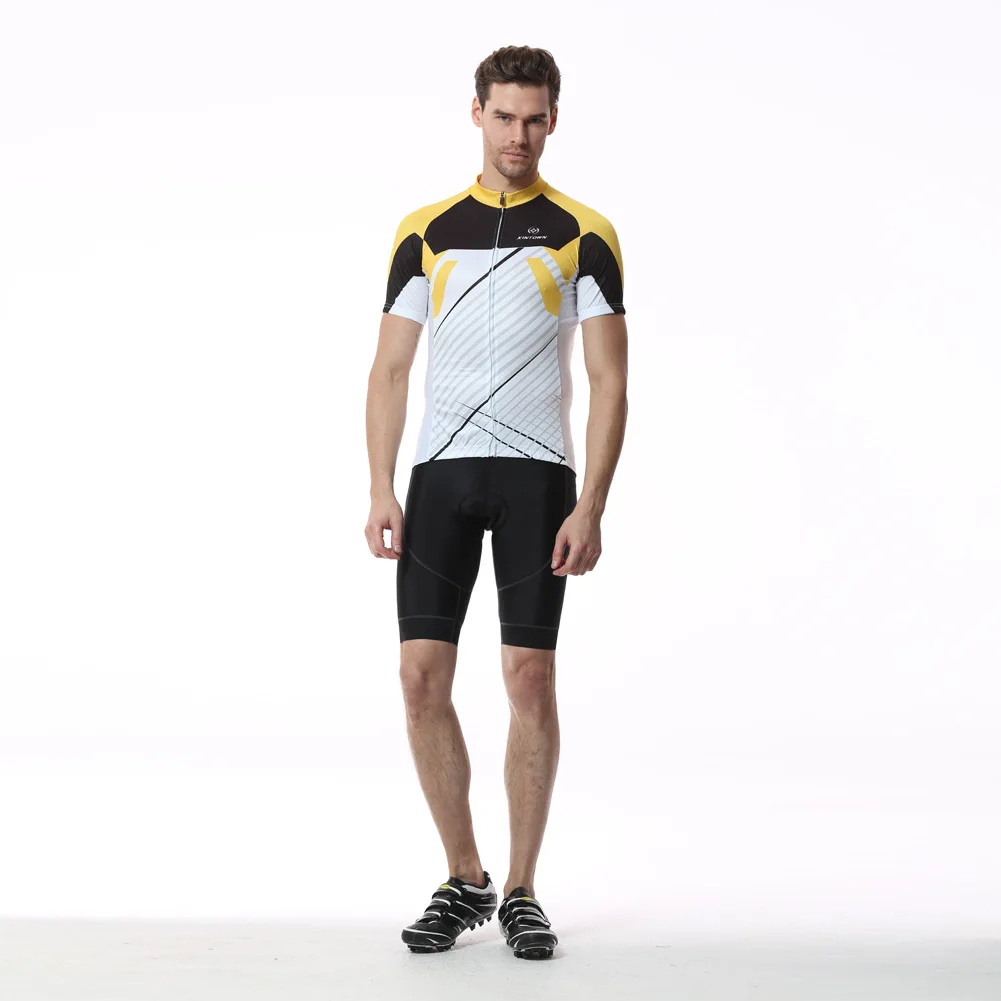 

2017 New Summer Men Cycling Set Yellow Blue 2 Color Breathable Short Sleeve Bib Shorts 3D Pad Bicycle Bike Jersey Suit Ciclismo