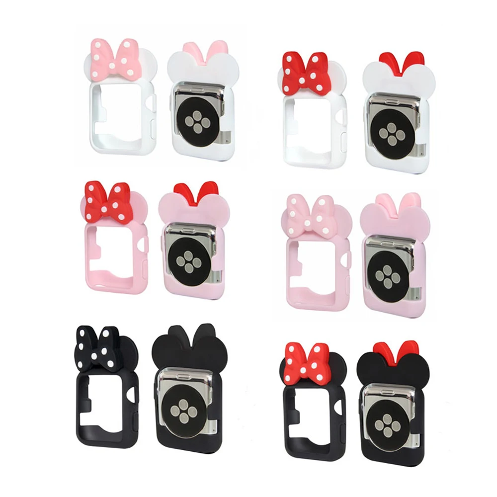 Silicone protector Cover For Apple Watch Case 42mm 38mm Iwatch Series 3 2 1 Soft rubber frame Mickey Protective Shell Silicone protector Cover For Apple Watch Case 42mm 38mm Iwatch Series 3 2 1 Soft rubber frame Mickey Protective Shell