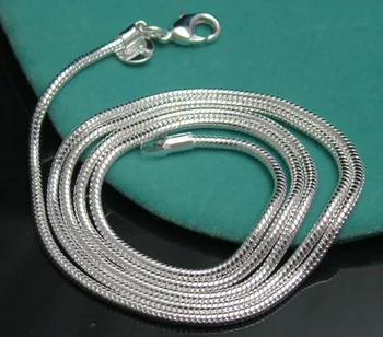 

Mixed size wholesale!High quality 1MM (16,18,20,22,24) inches 925 silver snake chain necklace 50pcs/lot
