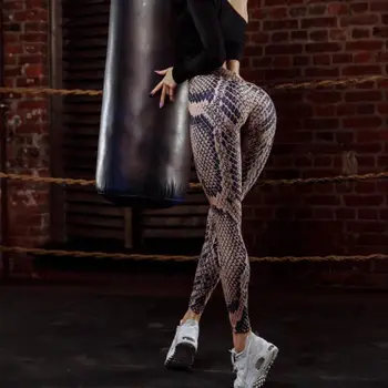

Sexy Blue Snake Lin Printing Mid Waist Fitness Leggings Stretch Elastic Trousers Women Pants for Ladies Pantalon Femme W1