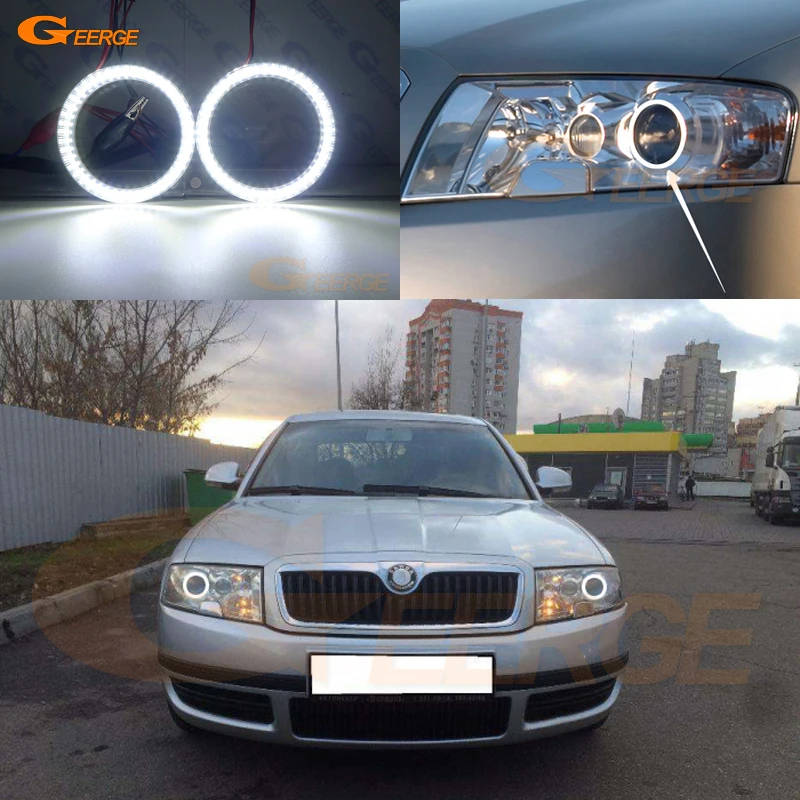 

For skoda Superb 2001 2002 2003 2004 2005 2006 2007 smd led Angel Eyes kit Day Light Excellent Ultra bright illumination DRL