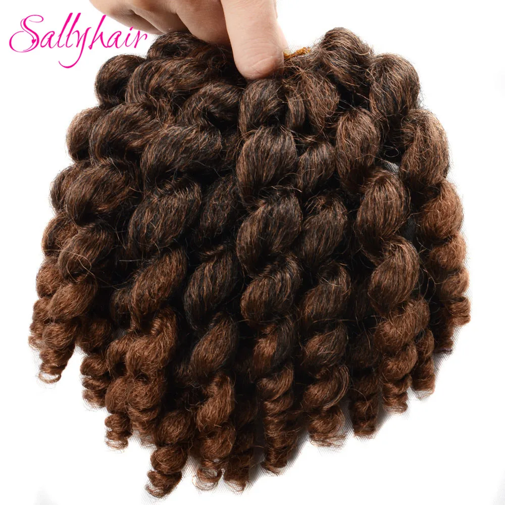 

Sallyhair Jumpy Wand Вязание волос Ombre вязание крючком косы Синтетические плетение кудрявые вязание крючком наращивание волос 8 дюймов