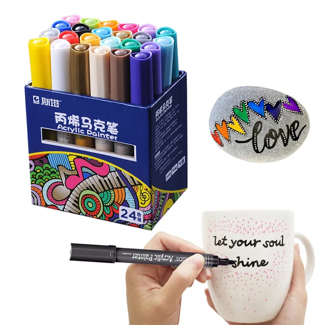 Sta 24 Renk Akrilik Boya Kalemi Kalem Marker Kroki Kirtasiye Boyama Isciligi Graffiti Cam Seramik Sanat Boyama Cizim Art Markers Aliexpress