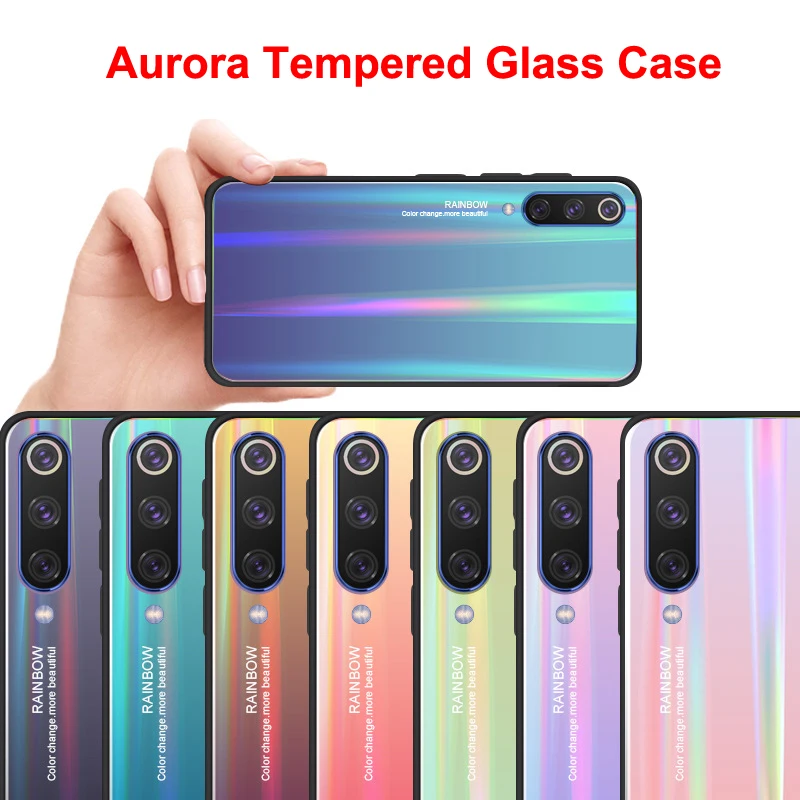 

Case For Xiaomi Mi 9 9SE SE 8 8SE Pro Explorer 6X A2 6 Case Aurora Tempered Glass Case Cover for Xiaomi Mi9 Xiomi 9 Casing Shell