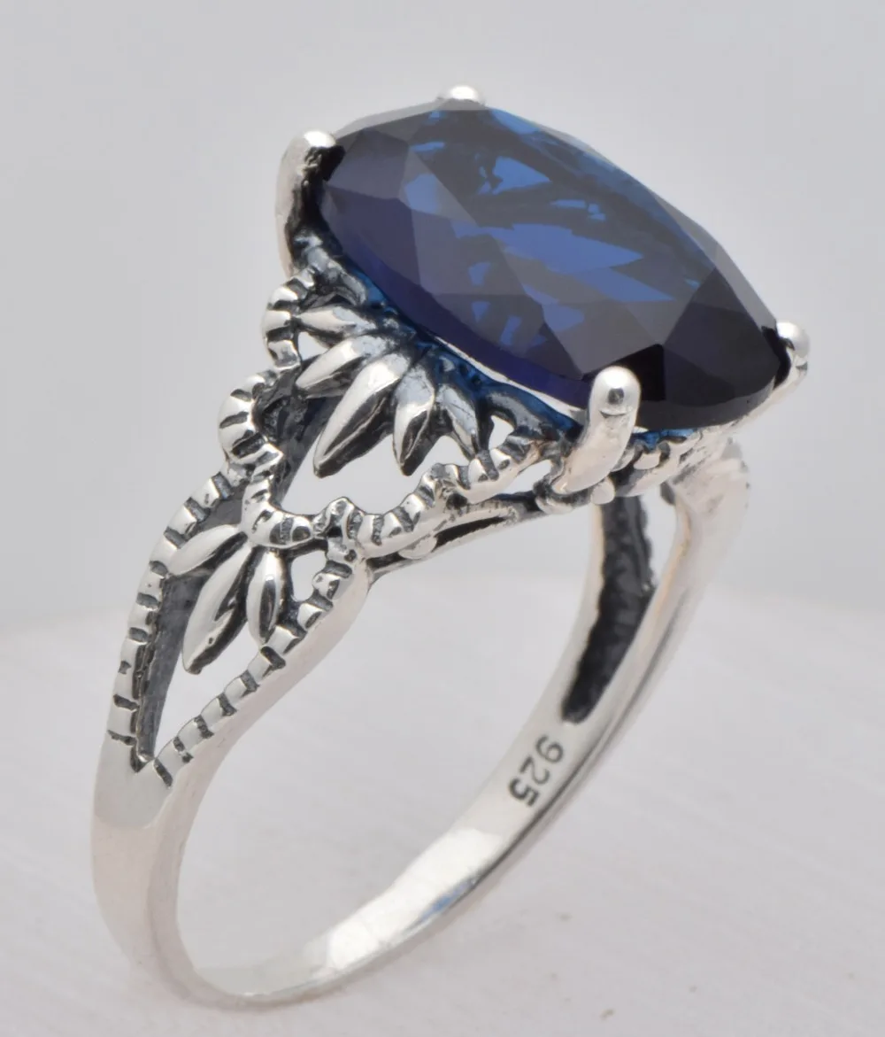 

Free shipping custom processing Christmas gift in Europe and the delicate adorn article 925 silver Natural sapphire rings