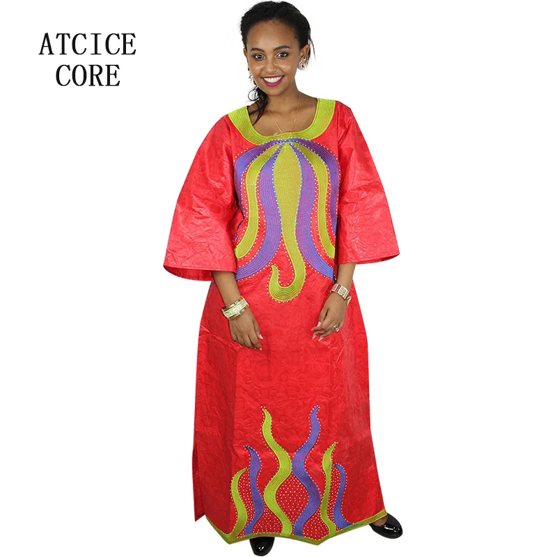 

african dresses for woman bazin riche embroidery design long dress LA086