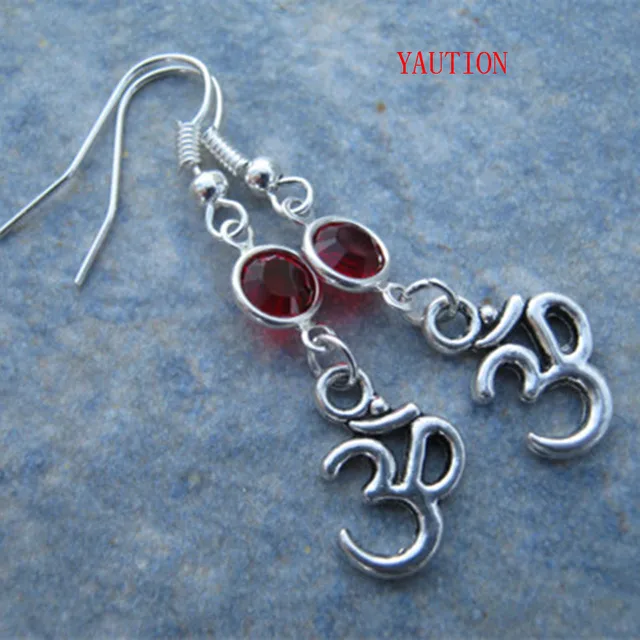 Om Birthstone Earrings Personalized Buddhist Om Birthstone Earrings Personalized Buddhist Namaste Jewelry Yoga Gift
