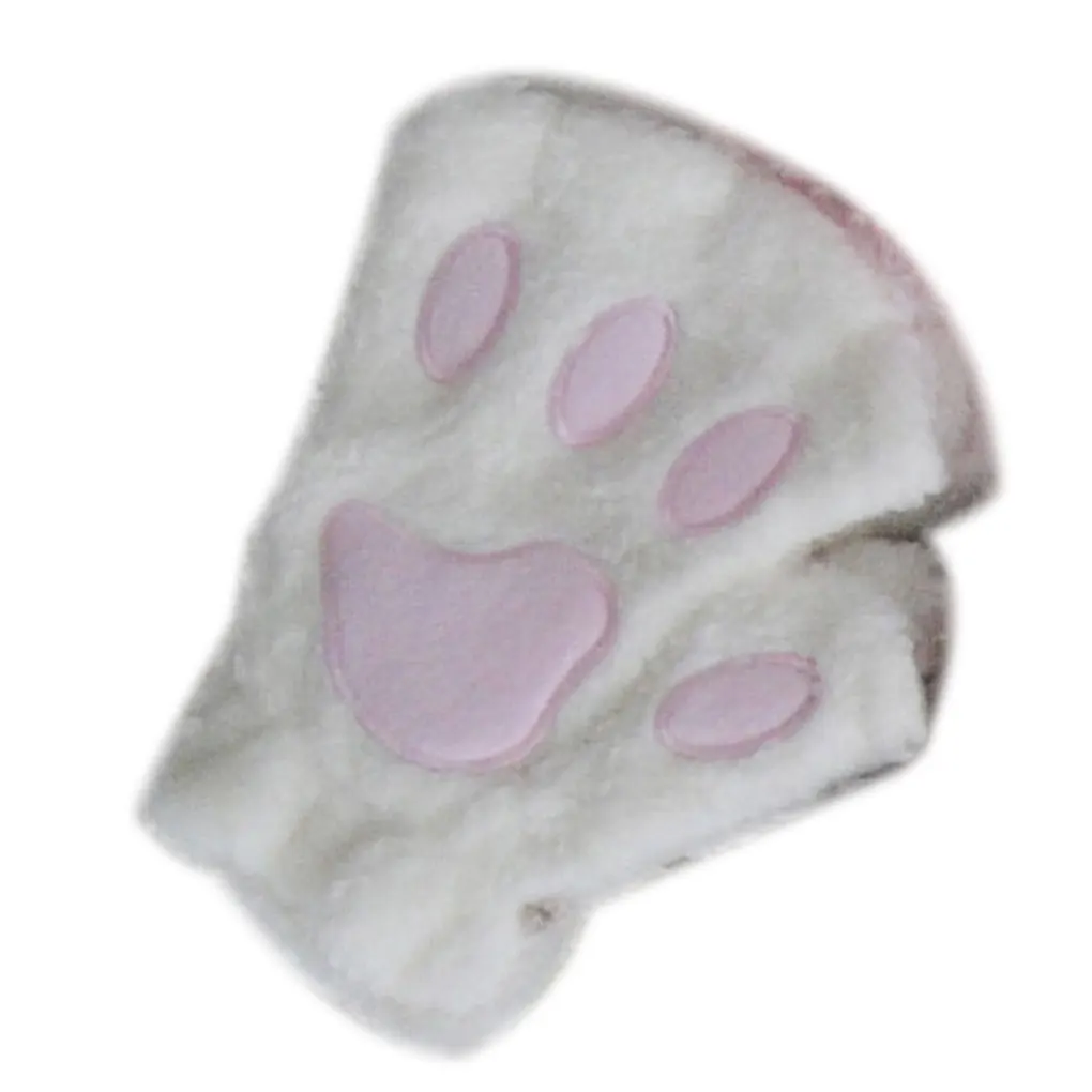 Плюшевые перчатки с кошачьими лапами, новинка, мягкие махровые женские рукавицы без пальцев на Хэллоуин