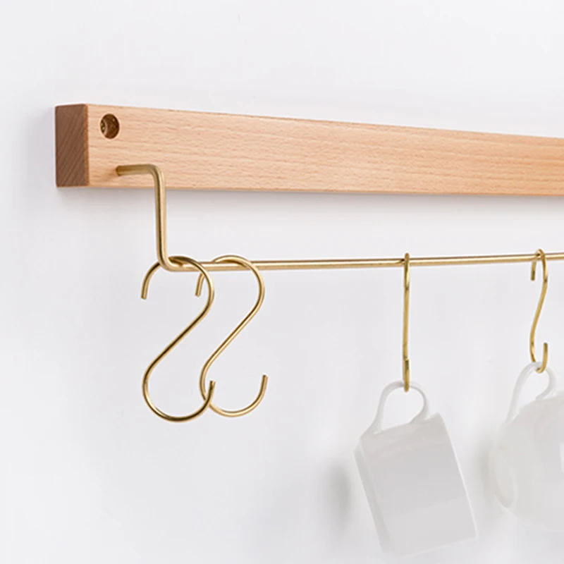 

Towel Rack Solid Wood Hook Wall-Mounted Storage Organizer Holder Multifunction Bathroom Kitchen Home Decorations Tools