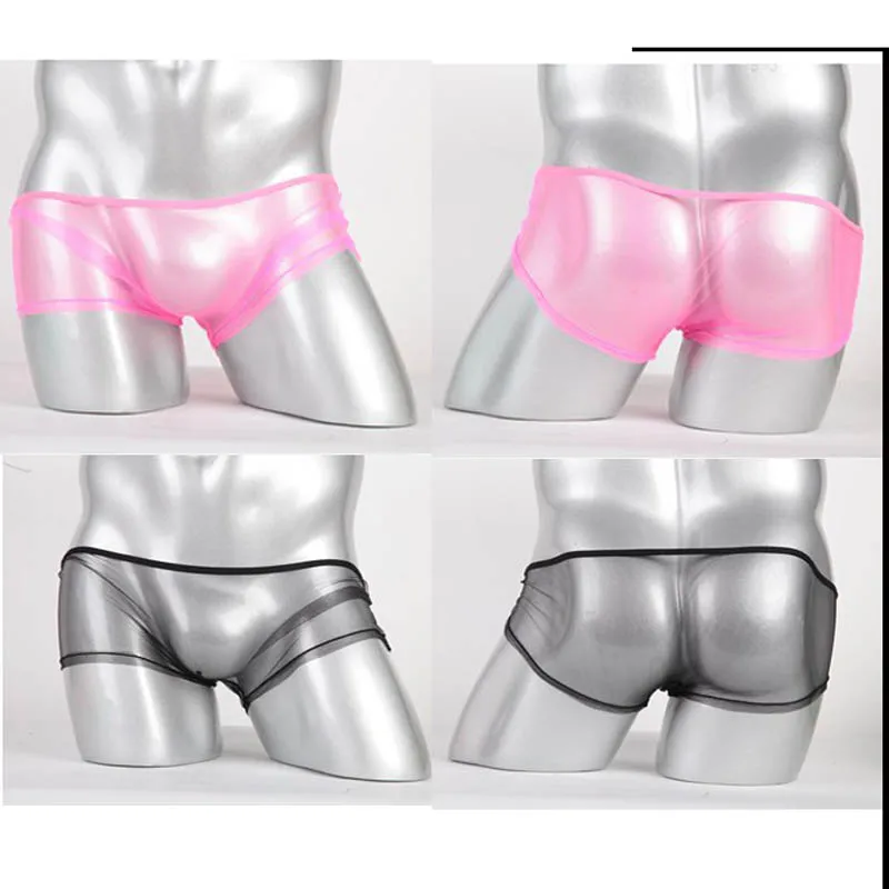 Man Undershort Male Erotic Lingerie Wild Snug Breathable Mesh U Convex Pouch Underwear Gauze Perspective Briefs Elastan Lingerie-1