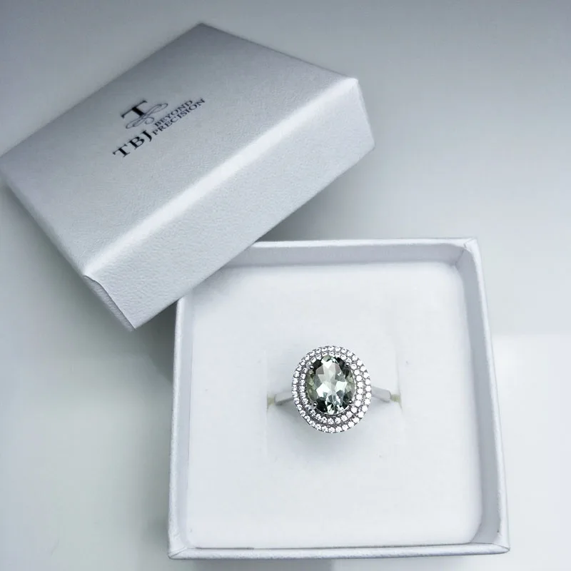 TBJ, натуральный зеленый аметист, кварц, Драгоценное кольцо, серебро 925 пробы, хорошее ювелирное изделие для девочек на день рождения, хороший подарок