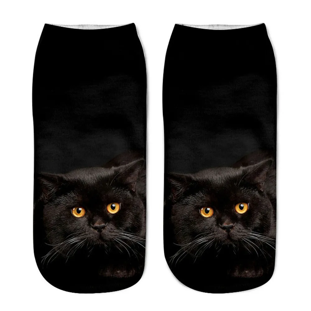 Популярные забавные унисекс короткие носки с 3D котом короткие носки с принтом Повседневные носки нескользящие носки с низким пятью пальцами Calcetines