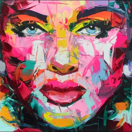 

Girl Palette Knife Painting Handmade Portrait Paintings Face Picture Wall Art Oil Painting Stretcher For Hotel Terrible