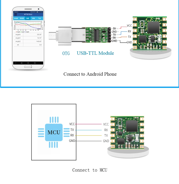 Witmotion wt61p ttl & i2c saída 6