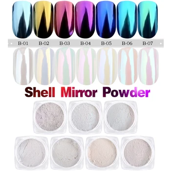 

1g/box Shell Nail Mirror Powder Glitters Blue Purple Pigment Dust Manicure Nail Art Glitter Chrome Decorations