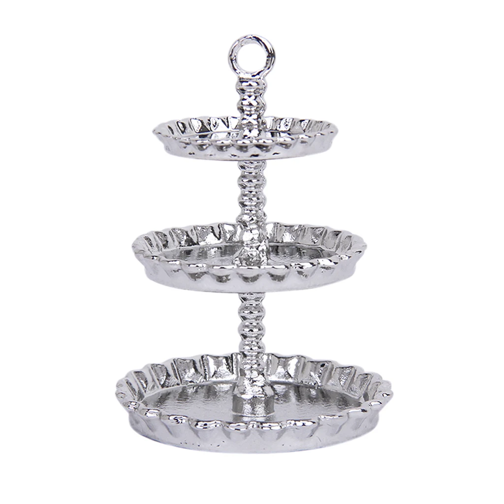 

1/12 Dollhouse Miniatures 3-layer Metal Fruit Dessert Snack Rack Snack Display Stand Tableware Accessories Decoration