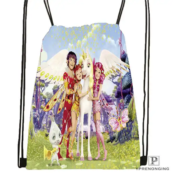 Custom Mia and Cartoon Drawstring Backpack Bag Cute Daypack Kids Satchel Black Back 31x40cm 20180611 02