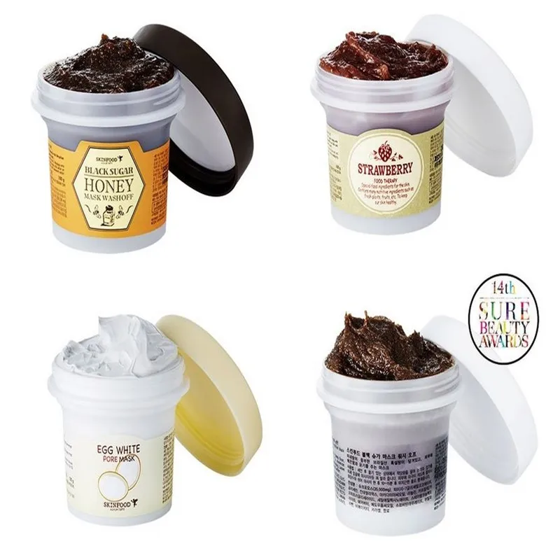 Skin food Black Sugar / Honey / Strawberry / egg pore Wash Off Mask / Face Mask Korean Face Masks (100g)