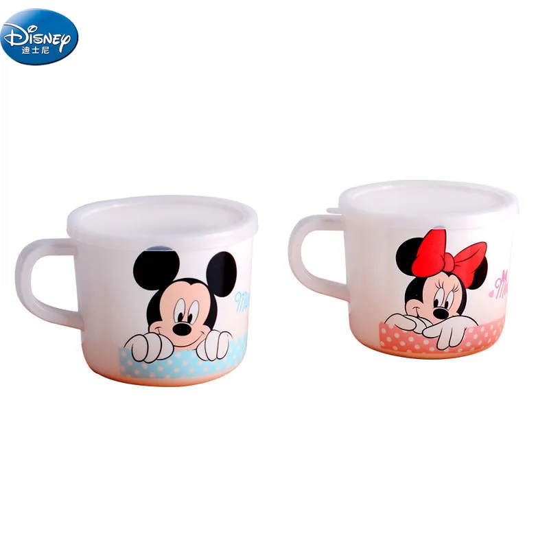  Disney 200ML Cartoon Mickey Minnie Straw cup With lid boys girls kindergarten Bottle Single ear cup - 32990619853