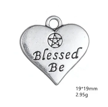 

50pcs Blessed me Charms Alloy Heart-shaped pendants Handmade earring bracelet necklace Jewelry Making DIY accessories hot gift