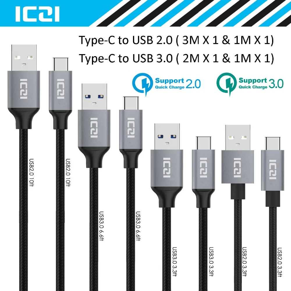 ICZI 4 шт. usb type C кабель USB к 3 0 2 кабели быстрое зарядное устройство для передачи