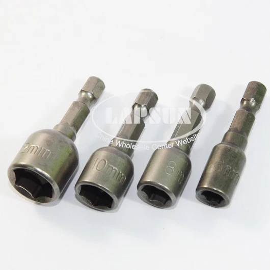 

4pcs Set 6mm-12mm Hex Magnetic Nut Driver Set Socket Bit Adapter Connector Drill Bit Extension Screw Impact Bits Power Air Tool